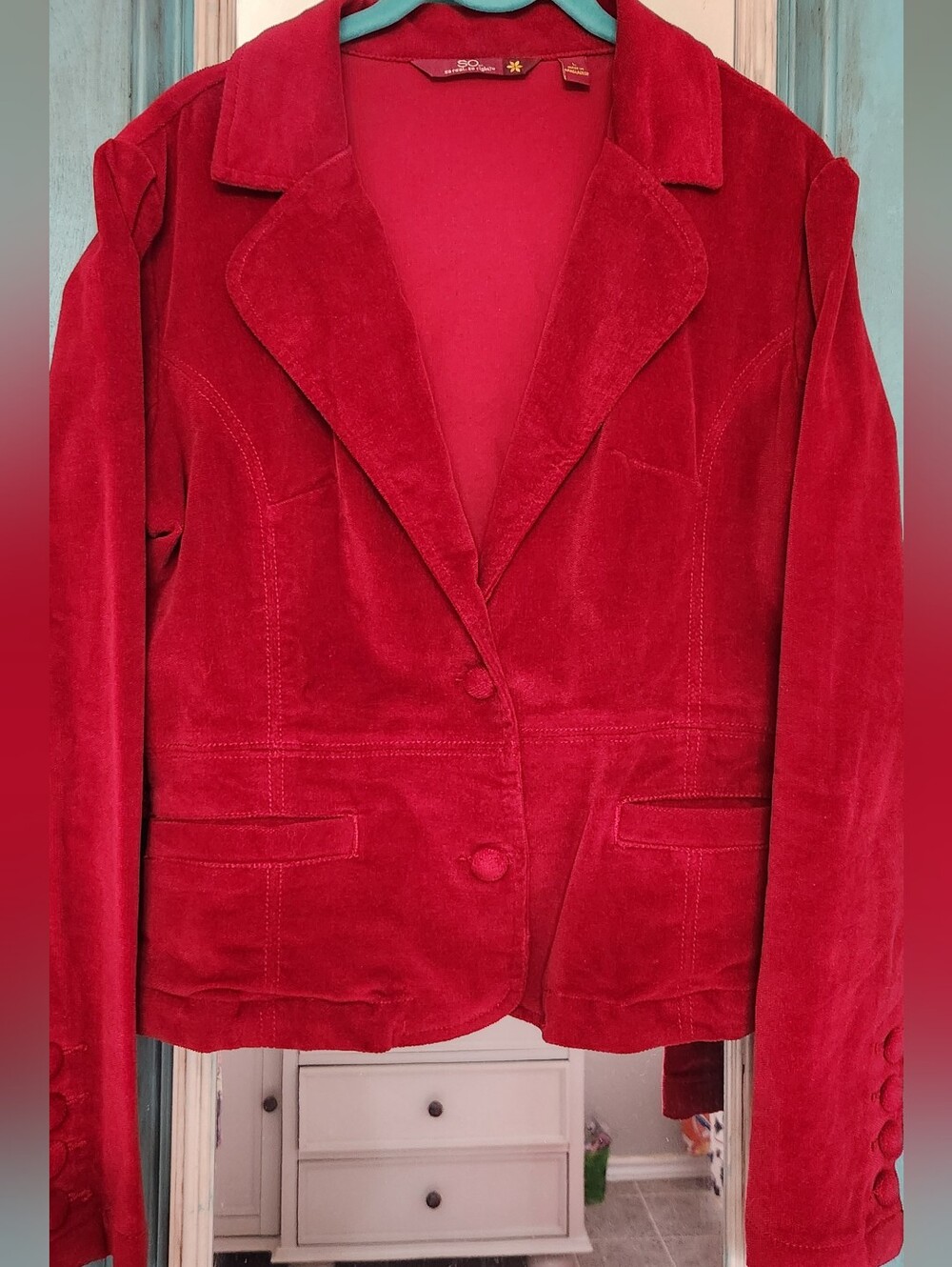 Red Junior's Velvet Blazer Jacket